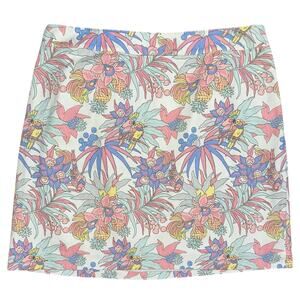 NWT Talbots Plus Petite Tropical Floral Canvas A-Line Mini Skirt Size 16WP